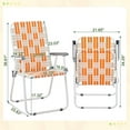 thumbnail image 4 of Tcbosik Folding Beach Chairs Set of 2, Lightweight and Portable Backyard Chair with Armrest and High Back, Outdoor Camping Chair for Sand, Lawn, Backyard, Orange & White, 4 of 10