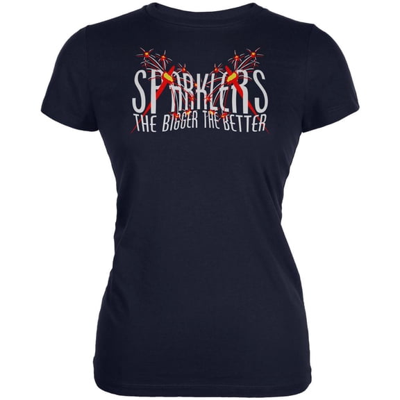 4th of July Sparklers Bigger Better Juniors Soft T Shirt Navy 2XL