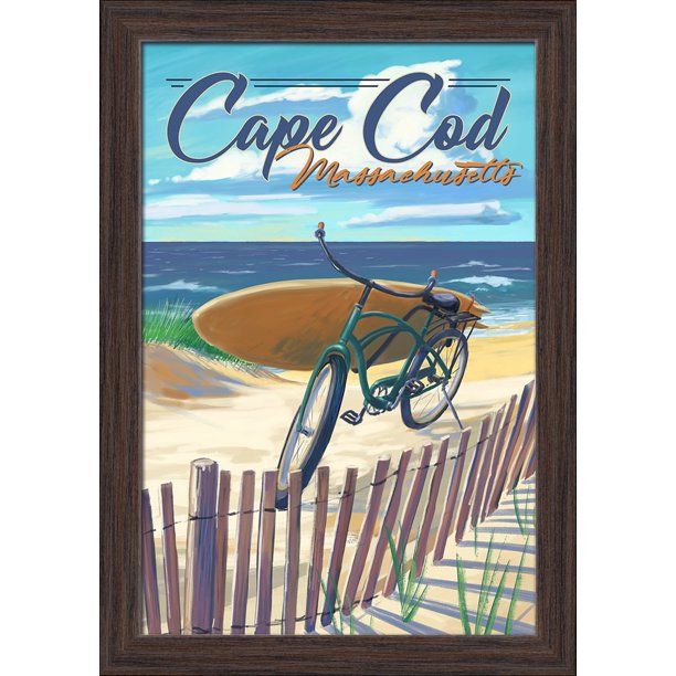 Cape Cod, Massachusetts Beach Cruiser on Beach Lantern Press Artwork (12x18 Giclee Art Print