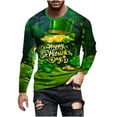 thumbnail image 2 of Graphic Tees for Men,Mens Long Sleeve St Patricks Day Shirts,Mens St Patricks Day Shirts Long Sleeve Shamrock Gnome Sweatshirt Irish Clover T-Shirt Big and Tall Round Neck Graphic Tees Tops, 2 of 5