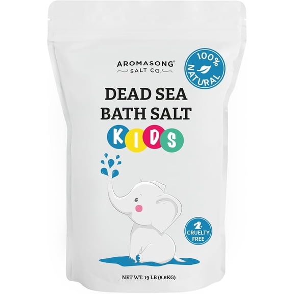 Aromasong Dead Sea Salt for Kids Bath Soak, 19 Lbs. Fine Grain Large Bulk resealable Pack, 100% Pure & Natural.