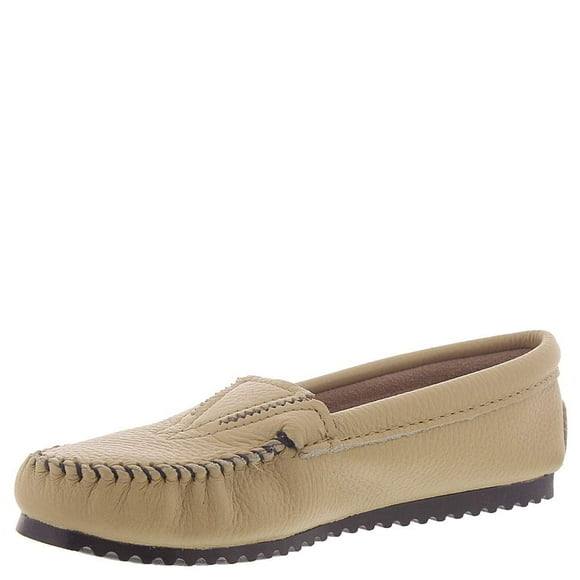 Minnetonka Women's Deerskin Gore Front Moccasin,Champagne Deerskin,11 M US