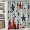 thumbnail image 6 of Fenyluxe Red White and Blue Stars Shower Curtain Waterproof Red Blue Stars Firework Shower Curtain for Bathroom,Bathtub,Shower, 4th of July America Patriotic Shower Curtain Set with Hooks White, 6 of 7
