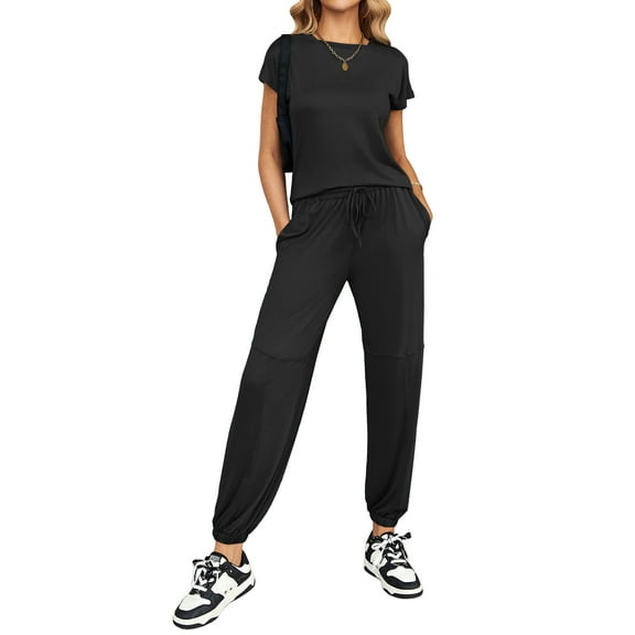 Oudiya Pajamas for Women 2 Piece Lounge Sets Cap Sleeve Loungewear Top with Joggers Pants S-XXL