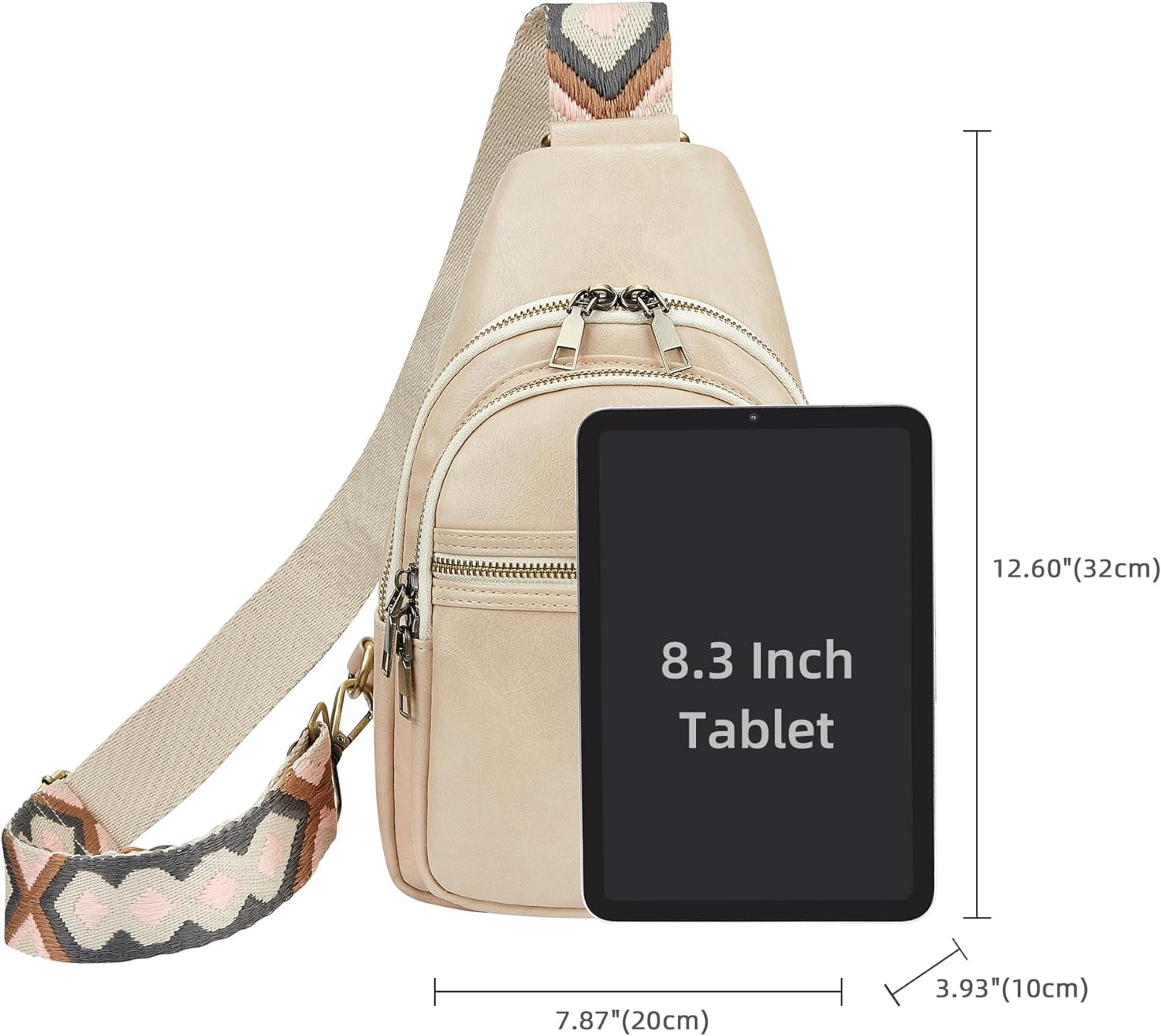 Women's Vegan Leather Sling Bag Packs Small Zipper Crossbody Chest Backpacks