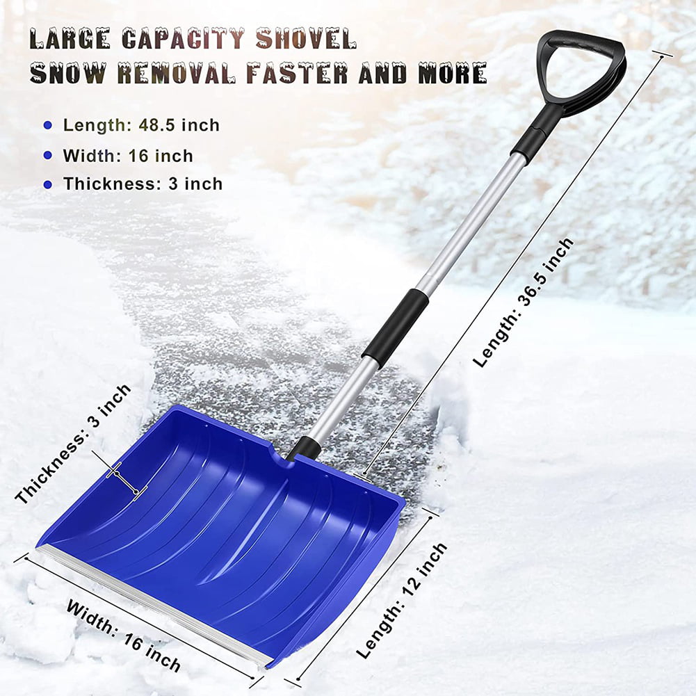 Lightweight Snowmobile Shovel with Aluminum Handle Wide Snow Removal Large Portable Snow Shovel for Driveway 