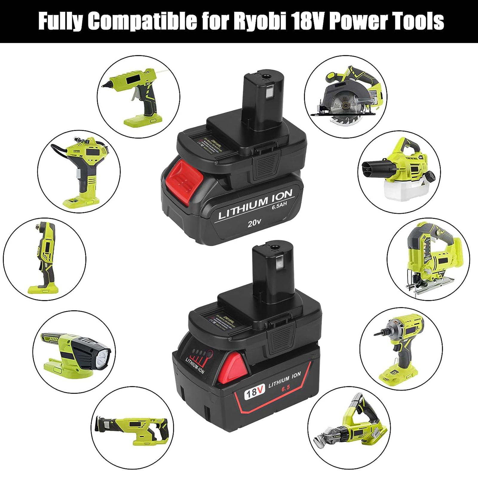 Battery Adapter Converter - Use DEWALT 18V Li-ion Batteries In RYOBI 18V Tools, Model DM18RL
