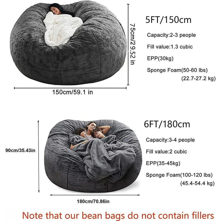1pc Bean Bag Chair Cover, Large Circular Soft Fluffy Cover, For Living Room  Bedroom Office Home Decor, Without Filling