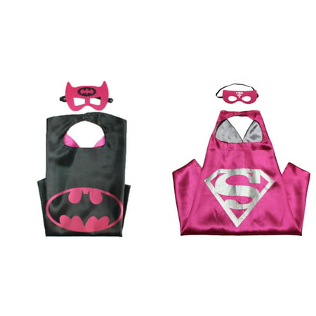 Supergirl & Batgirl Costumes - 2 Capes, 2 Masks with Gift Box by Superheroes