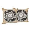 thumbnail image 6 of Ambesonne Tribal Throw Pillow Cover 2 Pack, Sun Face Moon, 20", Black White Cream, 6 of 6