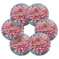 thumbnail image 2 of Haosy Set of 6 Drink Woven Coaster with Holder Heat Resistant Non-Slip Bar Coasters 4 Inches Stained Glass Chrysanthemum, 2 of 7