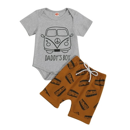 

Bagilaanoe 2pcs Newborn Baby Boys Short Pants Set Daddy s Boy Letter Print Short Sleeves Romper Tops + Shorts 3M 6M 12M 18M Casual Summer Outfits