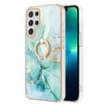 thumbnail image 2 of SaniMore for Samsung Galaxy S24 Ultra Case with 360 Degree Rotating Metal Ring Shockproof TPU Backplane Marble Pattern Luxury Fashion Anti-drop Cover For Galaxy S24 Ultra, Green, 2 of 4
