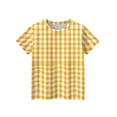 thumbnail image 5 of CCRFTGI Cute Tops for Kids Girls Size 7 Plaid Shirt Graphic Tees Short Sleeve Summer Tops Girls Fashion Crewneck Blouse Tee Yellow 2-3 Years, 5 of 6