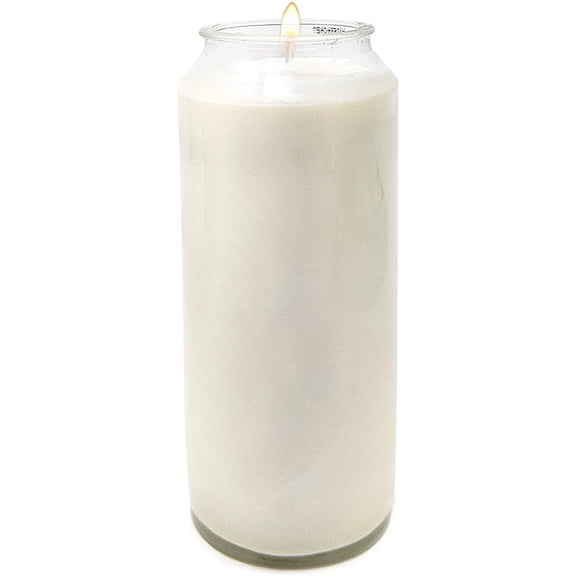 Hyoola 7" Tall White Prayer Candles, 9 Day Long Burning Memorial, Religious Vigil Candle in Glass Jar, 1-Pack