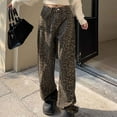 thumbnail image 6 of LbsKUS Leopard Print Jeans for Women Oversized Wide Leg High Waisted Denim Pants Hip Hop Y2k Pant Vintage Baggy Trousers No Belt,Khaki,XL, 6 of 8