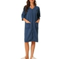 thumbnail image 2 of INSPIRE CHIC Women's Pajamas 3/4 Sleeves Spa Bathrobe Loungewear Zipper Up Robes S Blue, 2 of 6