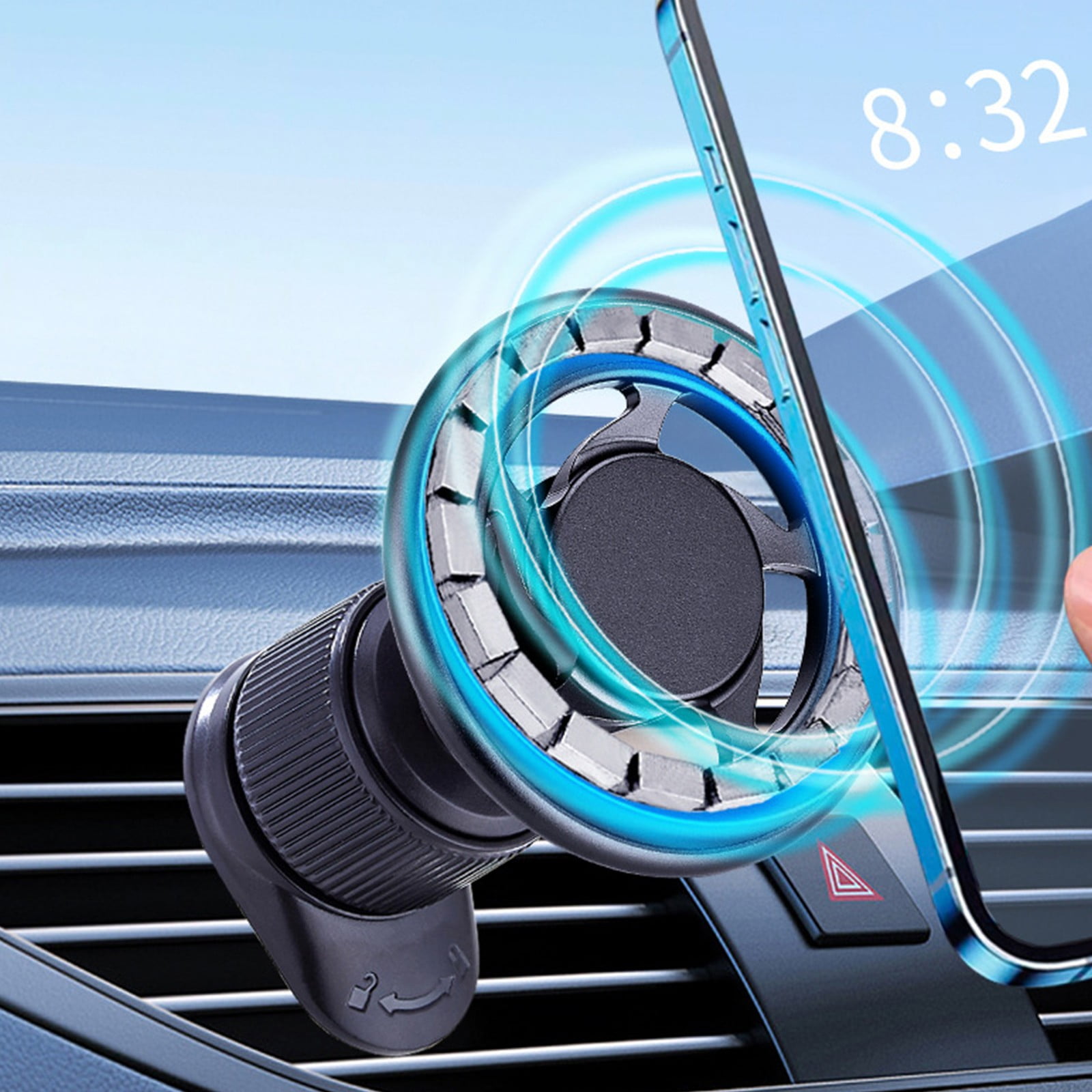 Kbndieu Cell Phone Support Magnetic Suction Car Phone Mount Super Stable Upgraded with 360 Degree Car Cell Phone Mount Hands Automobile Cradles Universal All Phone Car Accessories