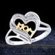 thumbnail image 4 of Anillo en forma de corazón Carta Circón Anillos de color de separación, 4 of 7