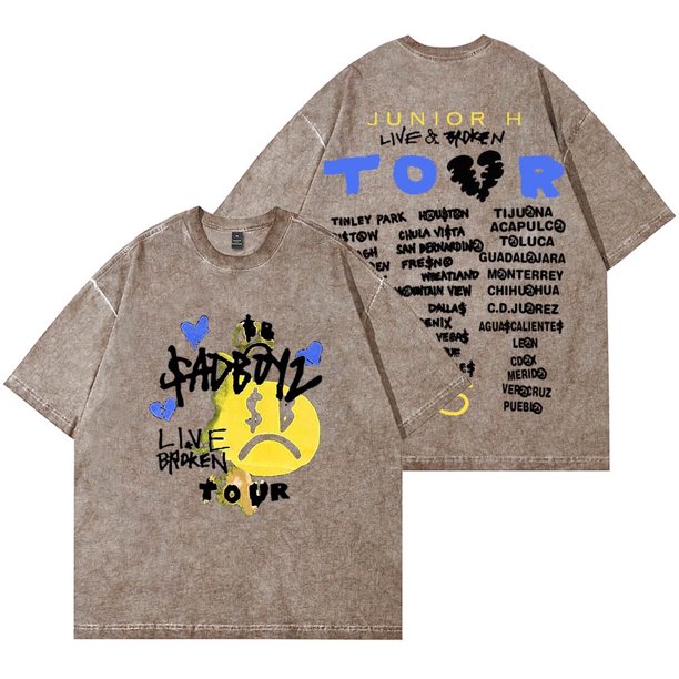 Junior H Sad Boyz Live And Broken Wash Camisetas Mujeres Hombres Camiseta de manga corta de algodón,6,XL