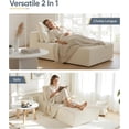 thumbnail image 3 of Flannel Fabric Chaise Lounge, No Assembly Required and Space Saving, White, 3 of 6