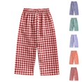 thumbnail image 4 of Odeerbi 9M-4Y Toddler Boys Girls Plaid Cotton Wide Leg Pants Summer Elastic Waist Checkered Pants, 4 of 4
