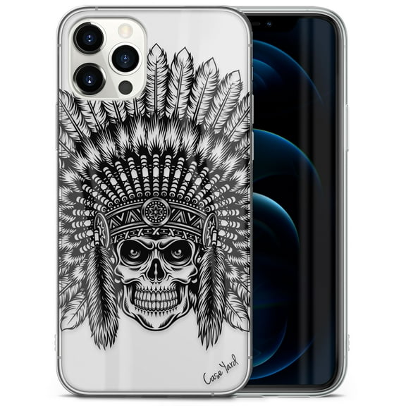 Case Yard iPhone-11-Pro-Max Case Clear Soft & Flexible TPU Ultra Low Profile Slim Fit Thin Shockproof Transparent Bumper Protective Cover Drop Protective Cell Phone Cases (Skull Feather)