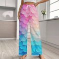 thumbnail image 2 of Gradient Mermaid Scales Print Pajama Pants Breathable with Pockets Pajamas For Lady Vintage Sleeping Pants Bedroom Homewear, 2 of 6