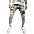thumbnail image 6 of Douhoow Men Ripped Slim Fit Jeans Distressed Tapered Leg Denim Pants Skinny Trousers, 6 of 8