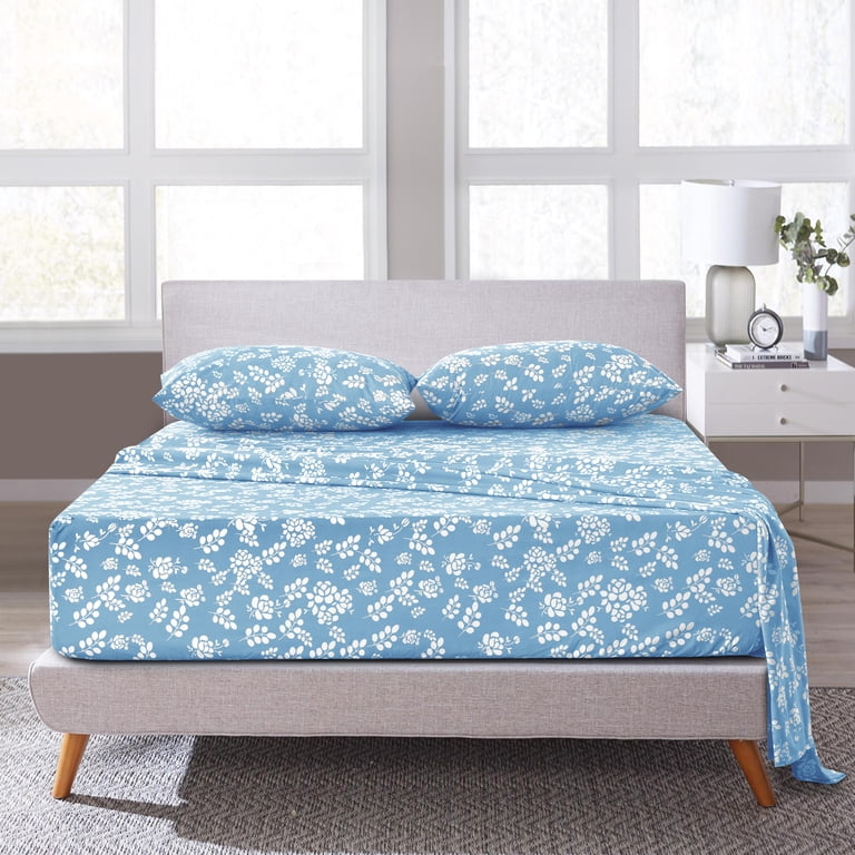 JSD Floral Print Sheet Set, 6 stuk geborsteld Microfiber Sheets, Queen