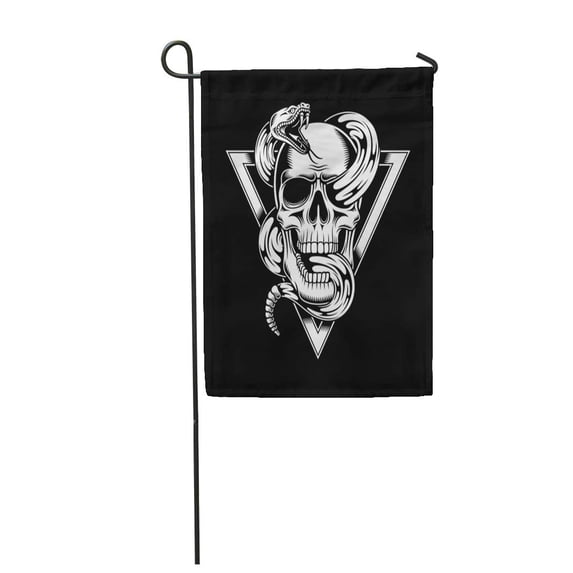 KDAGR Tattoo Skull Snake Black White Bones Clip Crest Death Emblem Garden Flag Decorative Flag House Banner 12x18 inch