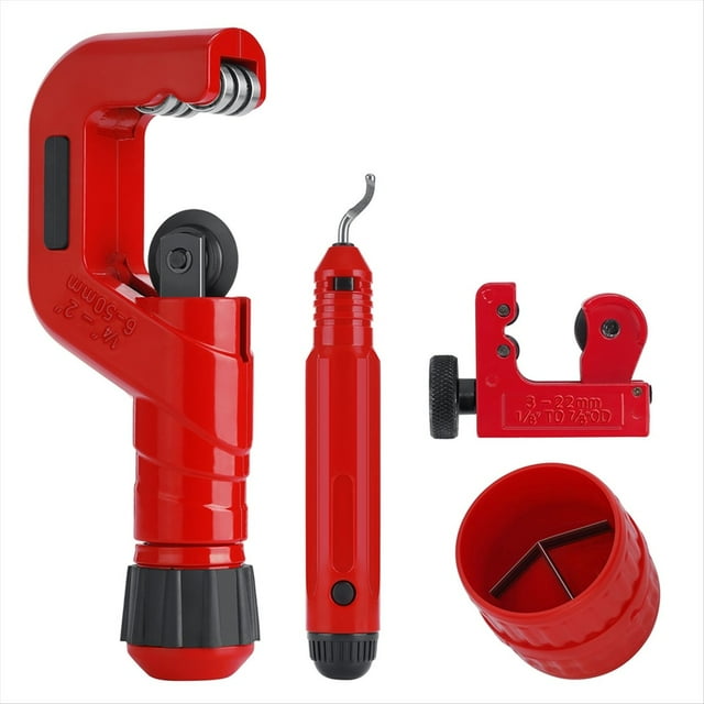 4-Piece Tubing Cutter Set,1/4in to 2in OD Heavy Duty Copper Pipe Cutter,1/8in to 7/8in Mini Tube Cutter,Deburring Tool