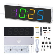 Soldering Practice Kit, 4-digit RGB Colorful LED Digital Clock Kit with 12H/24H Format, DIY Electronic Alarm Clock Soldering Project for Students Education Learning and Home Office Use