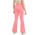 thumbnail image 5 of YDFCWXW Girl's Leggings Cross High Waisted Flare Pants Yoga Bootcut Pants Solid Color Full Length Bell Bottoms (Pink, 5-6 Years), 5 of 5