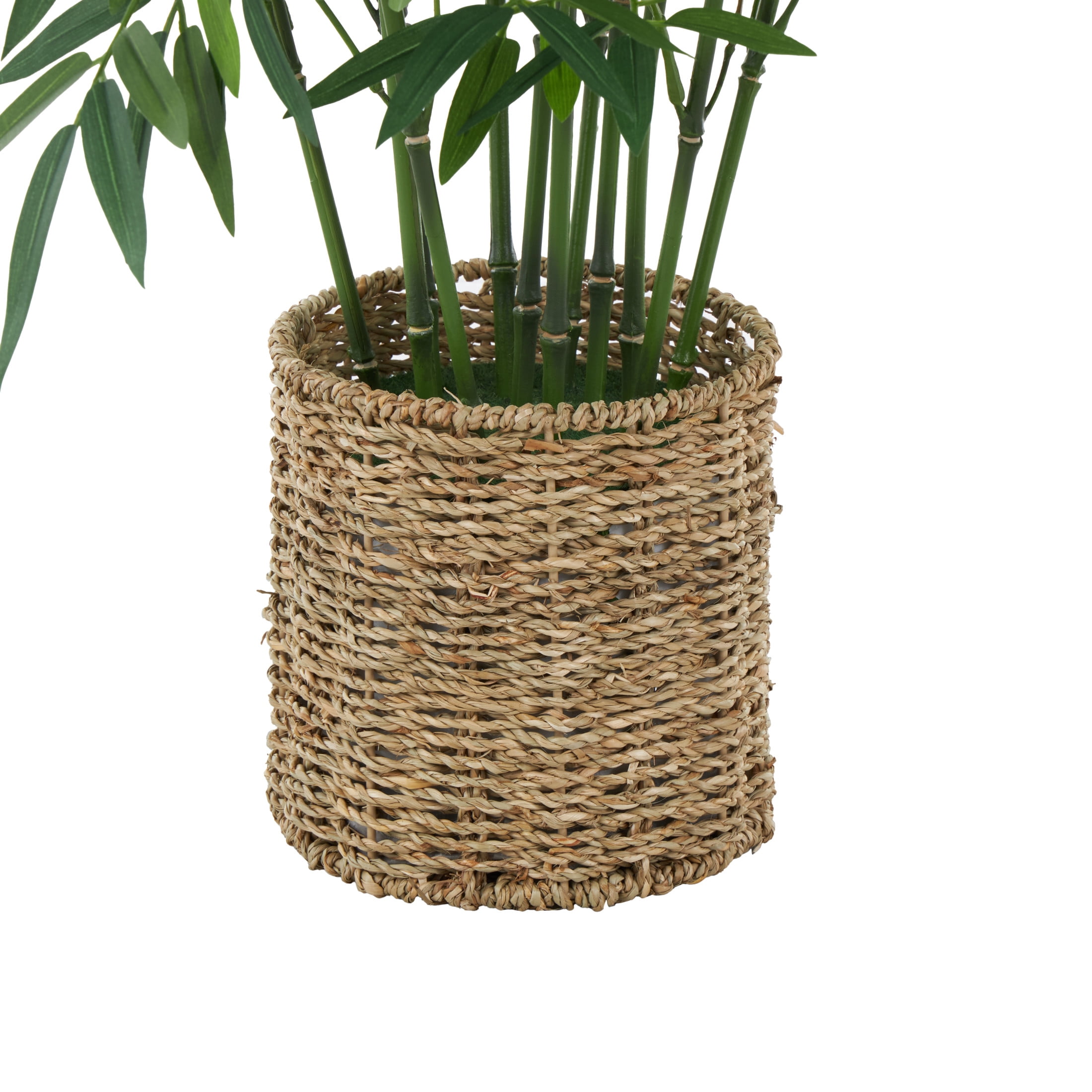 DecMode 40" Artificial Bamboo Tree in Realistic Leaves and Brown Seagrass Pot