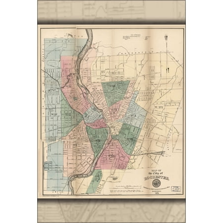 24"x36" Gallery Poster, Map of the city of Rochester new york 1879