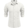 thumbnail image 3 of UKAP Mens Shirts Lapel Neck Blouse Button Down Tops Regular Fit Work Tunic Shirt White 4XL, 3 of 8