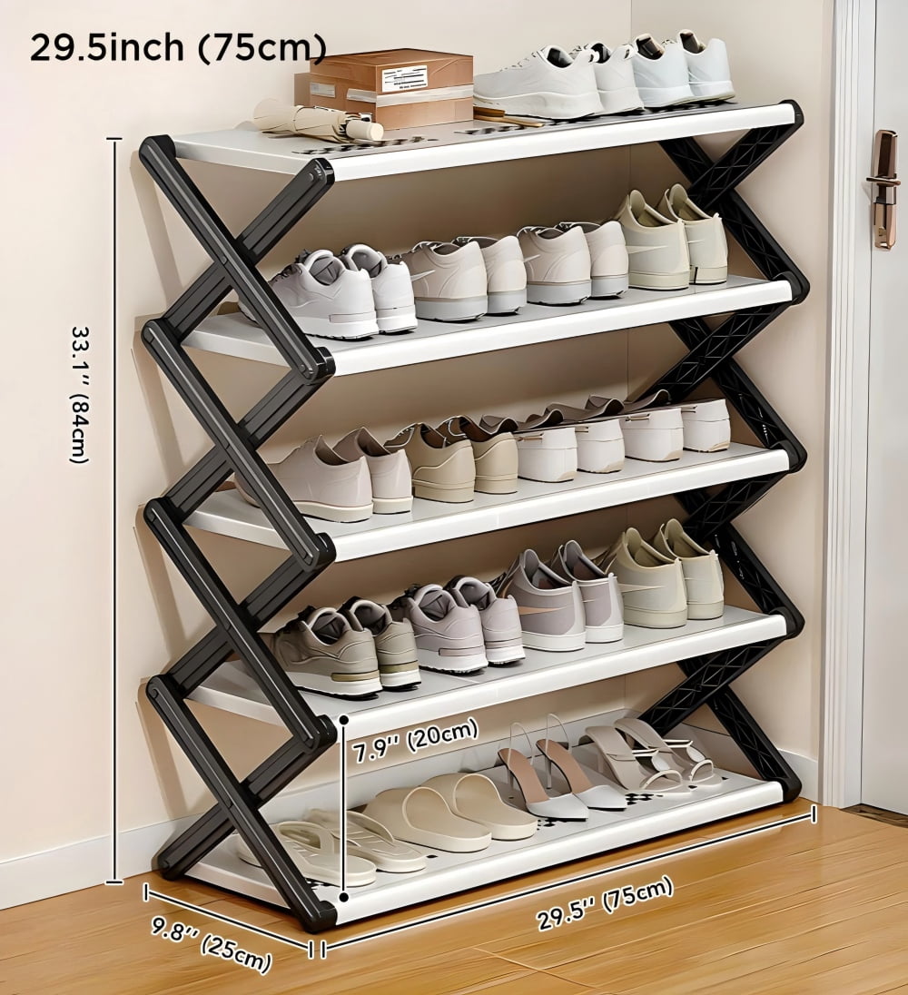 Joybos 5-Tier Folding Shoe Rack, No-Install, Portable Shoe Organizer for Family - Entryway/Closet/Bedroom