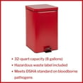 thumbnail image 2 of McKesson Steel Trash Can with Plastic Liner, Step-On, Square - Red, 32 Qt, 1 Ct, 2 of 11