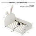 thumbnail image 2 of Twin Size Bed Frame,Upholstered Princess Bed Frame with Rabbit-Shape Headboard and Footboard,for,,Girls,79.5"x41.5"x51.2",White, 2 of 8
