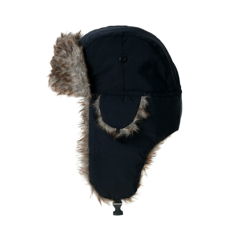 WITHMOONS Russian Ushanka Cap, Black Winter Trapper Hat with