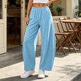 thumbnail image 5 of Nfurl Womens Barrel Sweatpants Elastic Waist Baggy Sweatpant with Pockets Wide Leg Pants Casual Sweat Pants Trousers for Going Out Workout Yoga Sky Blue,M, 5 of 9
