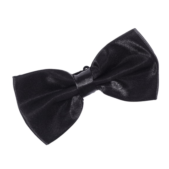 KALLORY Black Mens Bow Tie Polyester Silk Bowknot Ties with Silky Touch Ideal for Formal and Casual Wear