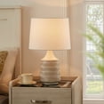 thumbnail image 5 of Better Homes & Gardens 17"H Reactive Glaze Ceramic Table Lamp with White Fabric Shade, 5 of 5