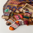 thumbnail image 5 of 5-Pack Women's Thick Wool Socks for Autumn and Winter, Comfortable Warm Double-Layer Ethnic Style Socks, Thick Warm Socks for Snowy Cold Winter, 5 of 5