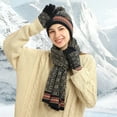 thumbnail image 2 of Women Winter Beanie Hat Long Scarf Touchscreen Gloves Set with Fleece Lined Jacquard Warm Knitted Hat with Plush Ball, 2 of 8