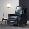 thumbnail image 2 of 14 Karat Home Upholstered Genuine Leather Recliner Chair with Solid Wood Legs, Navy, 2 of 10