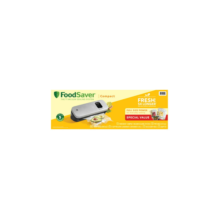 Foodsaver Vacuum Sealer Special Value Pack, Compact Machine with Bags