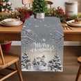 thumbnail image 2 of Merry Christmas Dresser Scarf Farmhouse, Dining Table Decorations for Wedding/Parties, Grey Snowman Snowflake Xmas Tree Winter Table Runner 120 Inches Long for Kitchen Dining, 13 x 120 In, 2 of 9