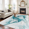 thumbnail image 2 of Large Area Rugs for Living Room Bedroom, White Teal Marble 8'x10' Rug Washable Carpet Runner Indoor Outdoor, Modern Abstract Art Marble Fluid Non Slip Floor Mats Rug for Kitchen, Patio, 2 of 8